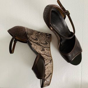 Banana Republic Snake Skin Wrapped Wedge Heels